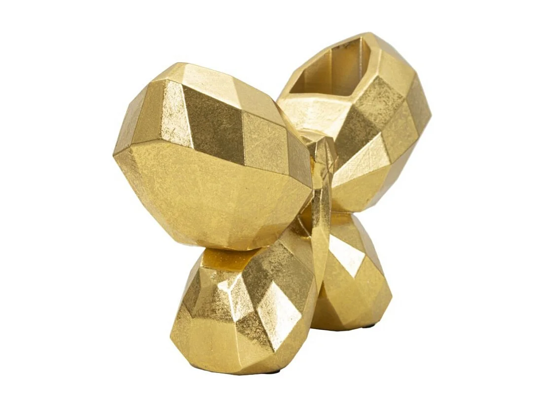 Jarrón mariposa de resina dorada 22,5x8x15 cm