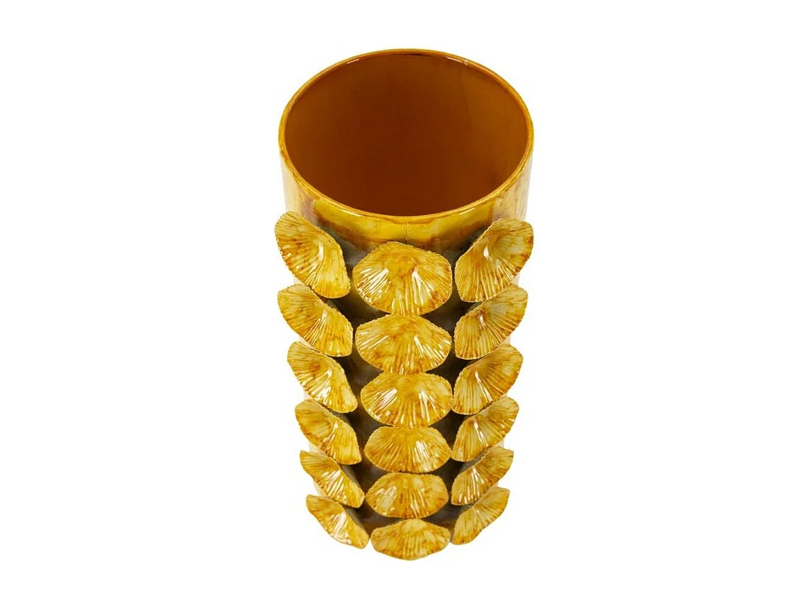 Jarrón de concha de metal amarillo 16x15x33