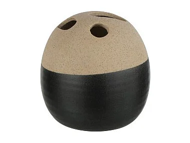 Jarrón esférico de cerámica negro/beige 15.5x15.5x15 cm