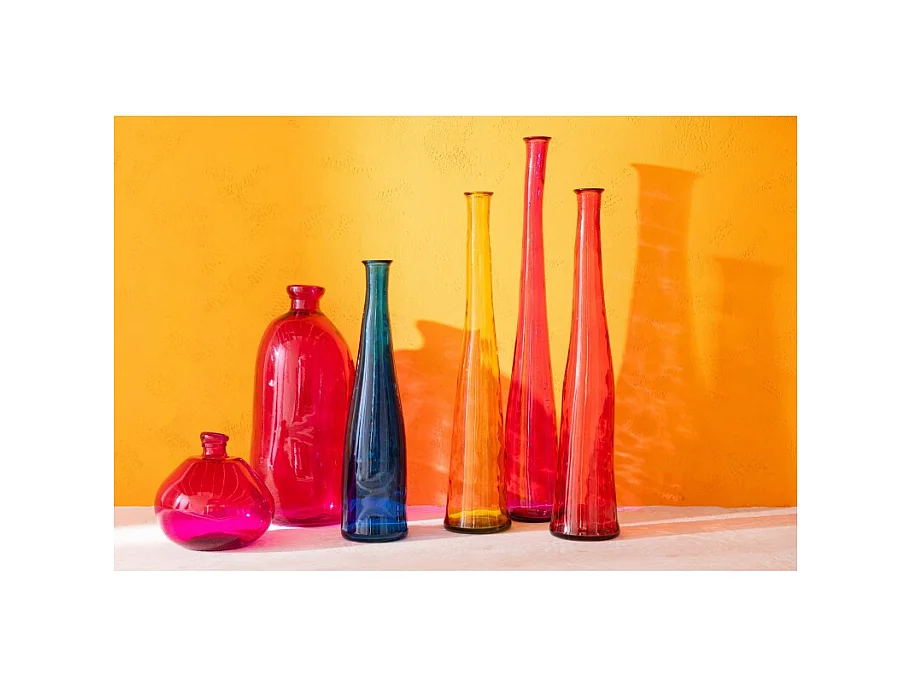 Jarrón ovalado de vidrio fucsia 34x34x73 cm