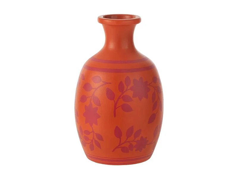 Jarrón para hojas/flores en cerámica naranja 23x23x38 cm