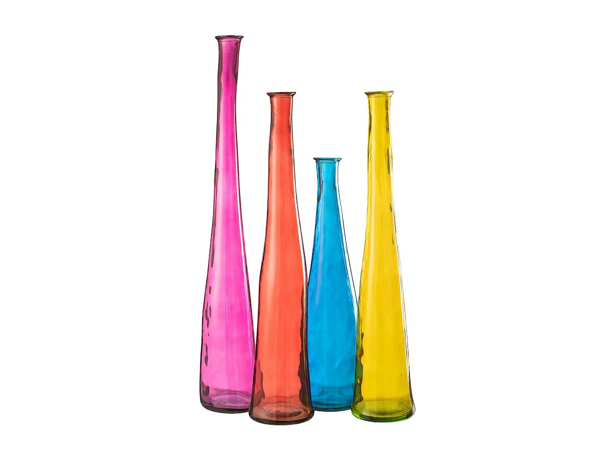 Jarrón alto de vidrio rosa 18x18x120 cm