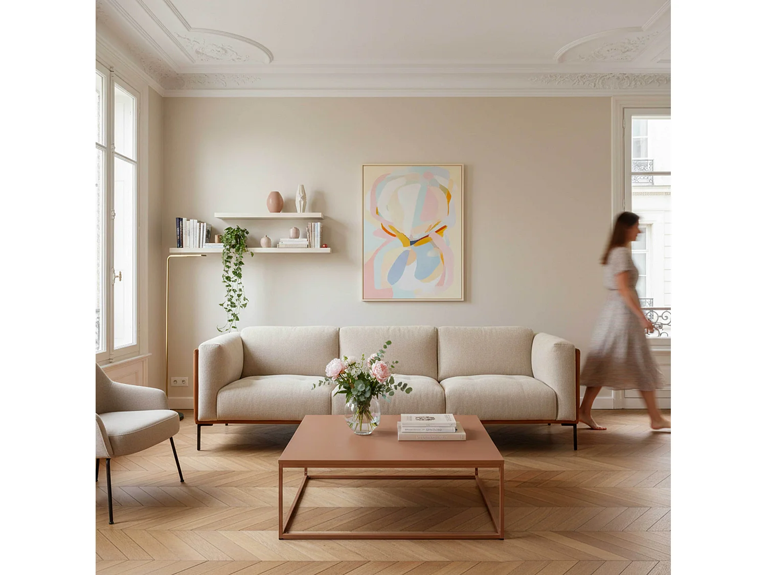 Table basse carrée moderne L90 cm marron