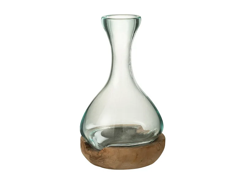 Jarrón botella sobre madera de vidrio transparente 19x21x29 cm