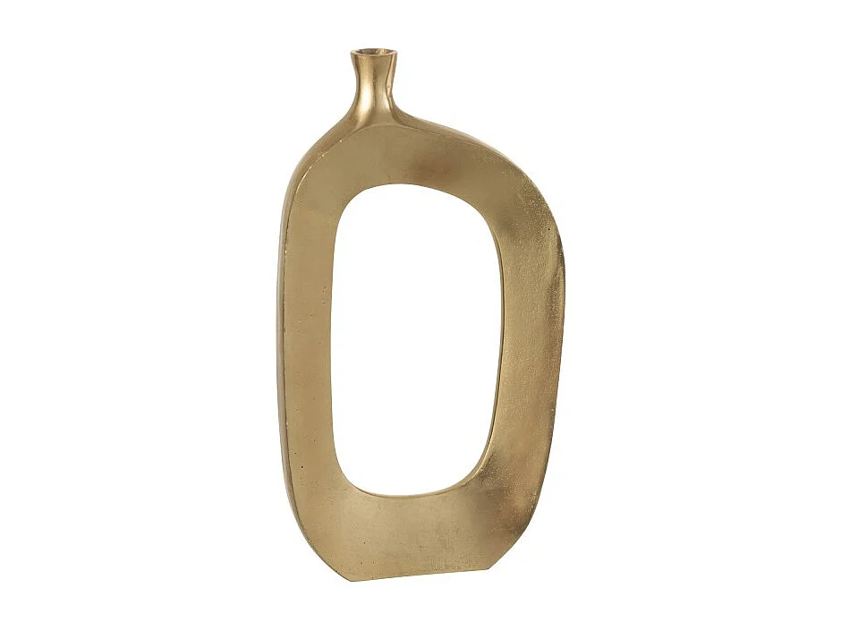 Jarrón ovalado perforado en metal dorado 24x6x46 cm
