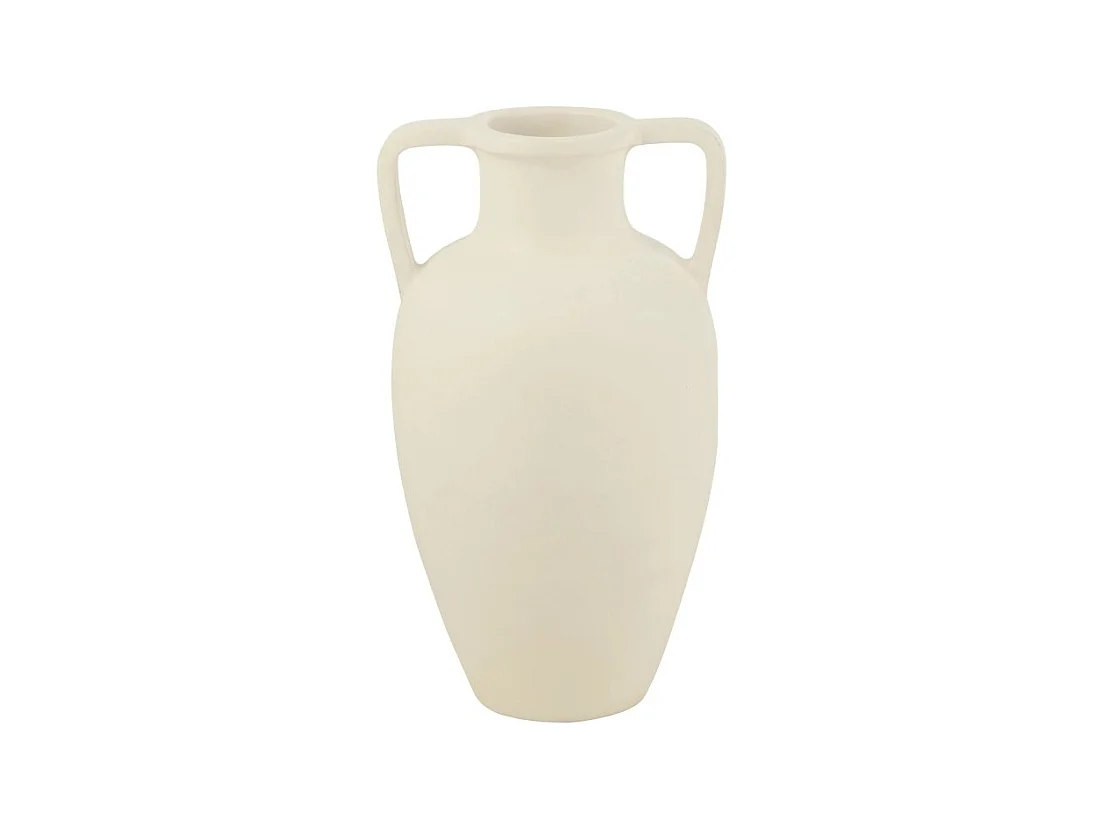 Jarrón de cerámica blanco con 2 asas 30x30x48 cm