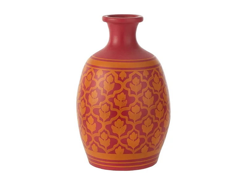 Jarrón de flores en cerámica rosa 27x27x43 cm