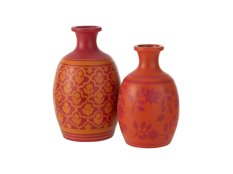 Jarrón de flores en cerámica rosa 27x27x43 cm