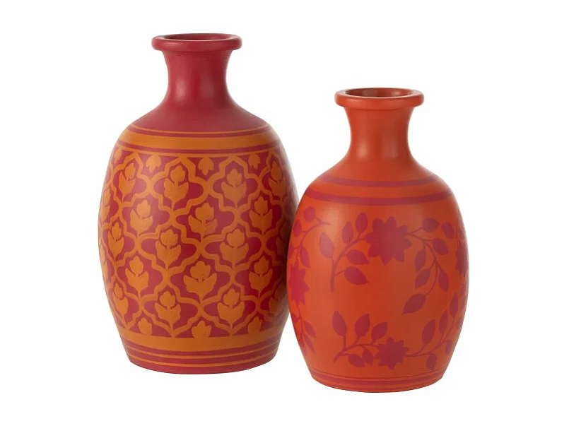 Jarrón de flores en cerámica rosa 27x27x43 cm