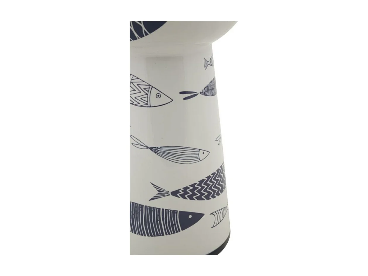 Jarrón de cerámica blanco con forma de pez 14x38,5 cm