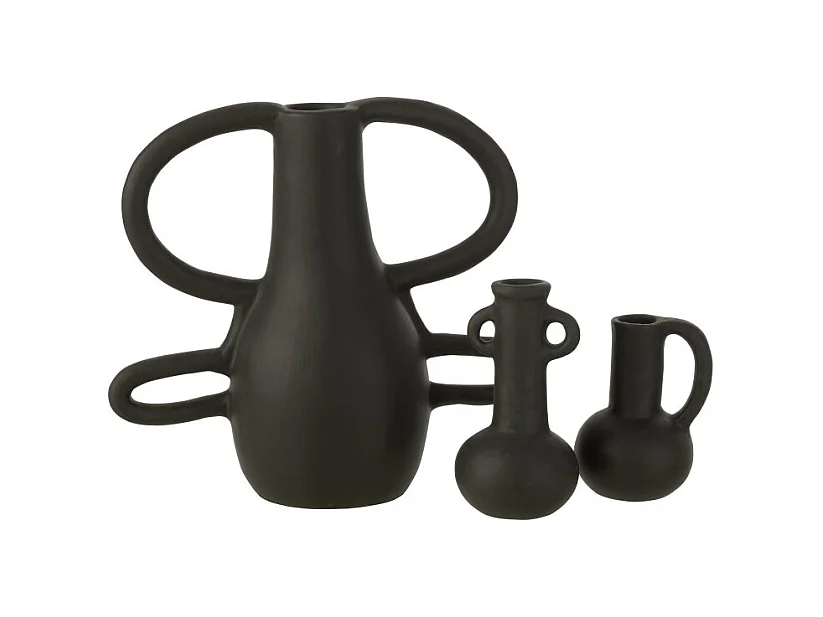 Jarrón con asas en terracota negra 17x33x36 cm