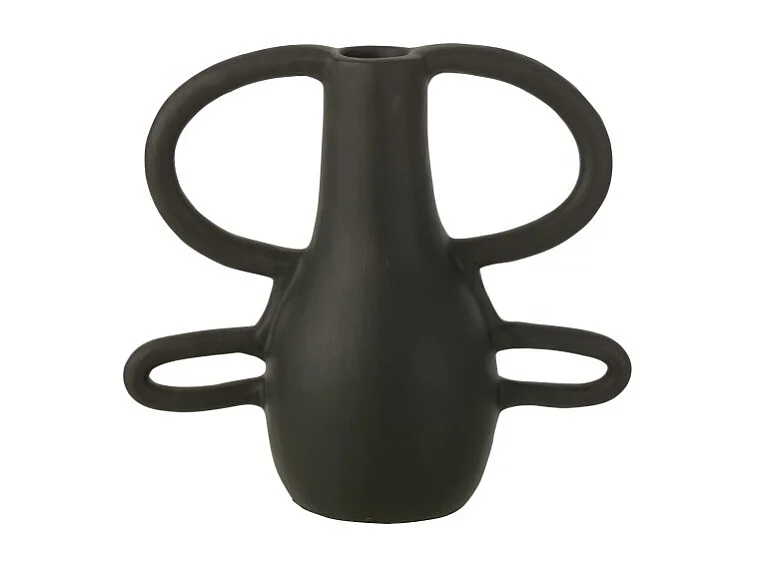 Jarrón con asas en terracota negra 17x33x36 cm