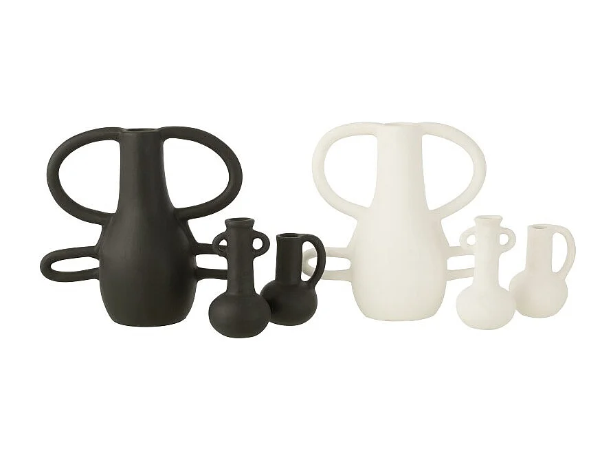 Jarrón con asas en terracota negra 17x33x36 cm