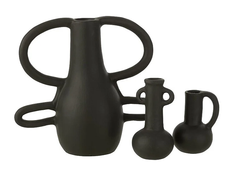 Jarrón con asas en terracota negra 17x33x36 cm