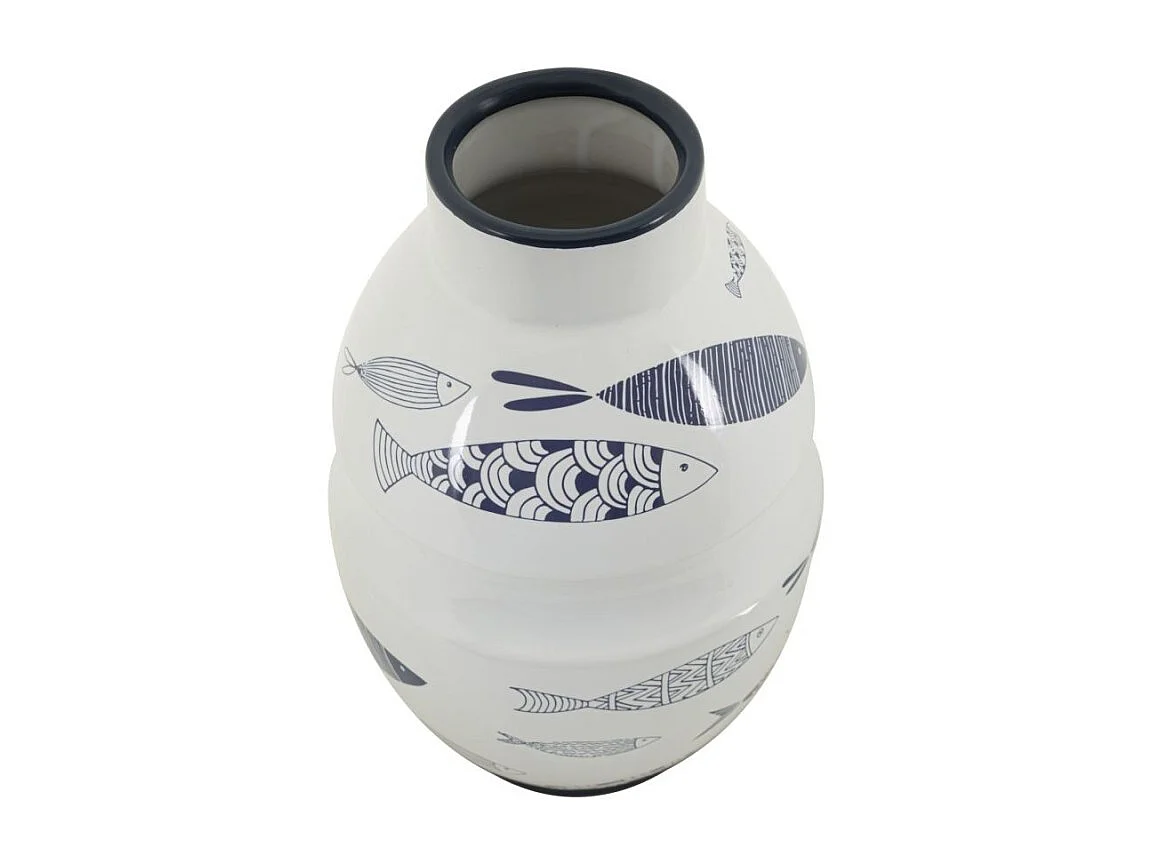 Jarrón de cerámica blanco con forma de pez 21x31 cm