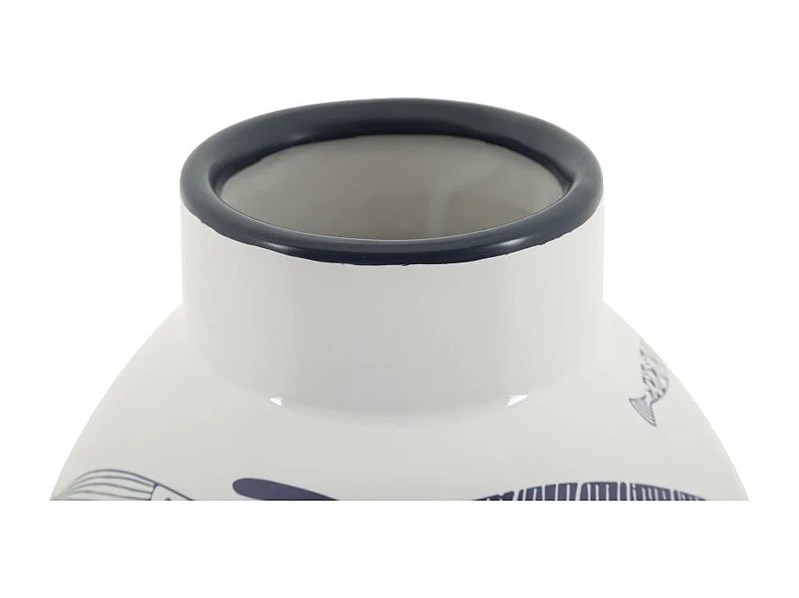 Jarrón de cerámica blanco con forma de pez 21x31 cm