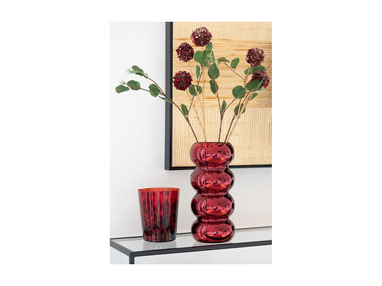 Jarrón de vidrio rojo 13.5x13.5x30 cm
