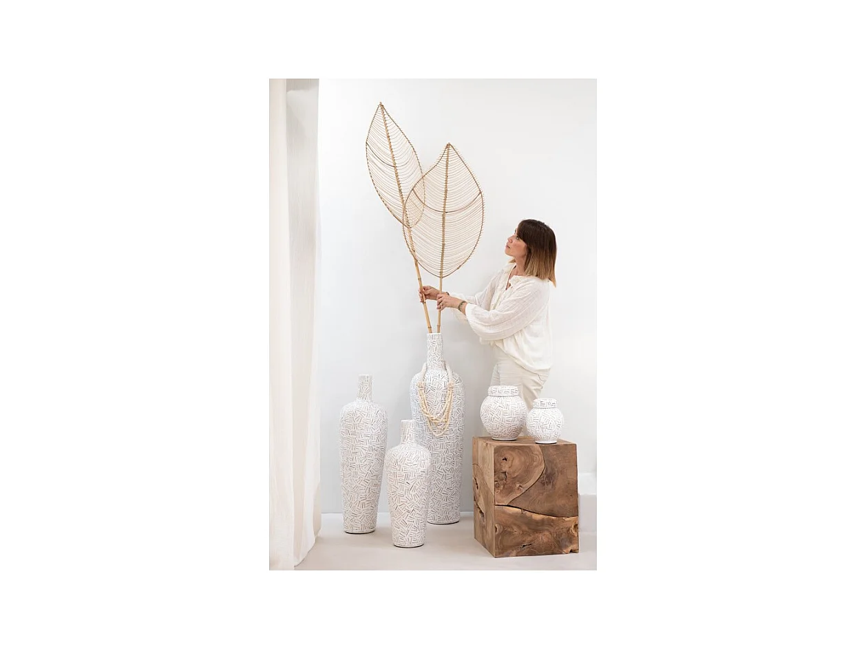 Jarrón de cemento blanco 25x25x60 cm