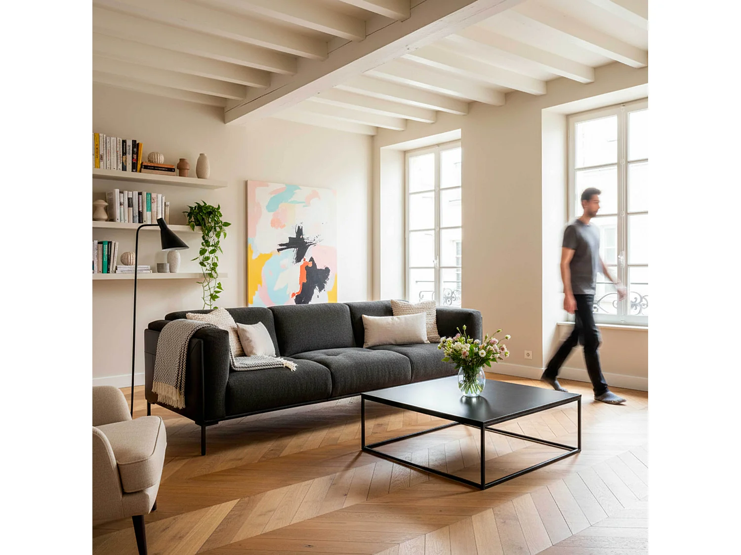 Table basse carrée moderne L90 cm noir