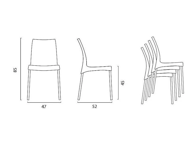 SET 2 SEDIE bar cucina in polipropilene e gambe alluminio anodizzato impilabile leggera
