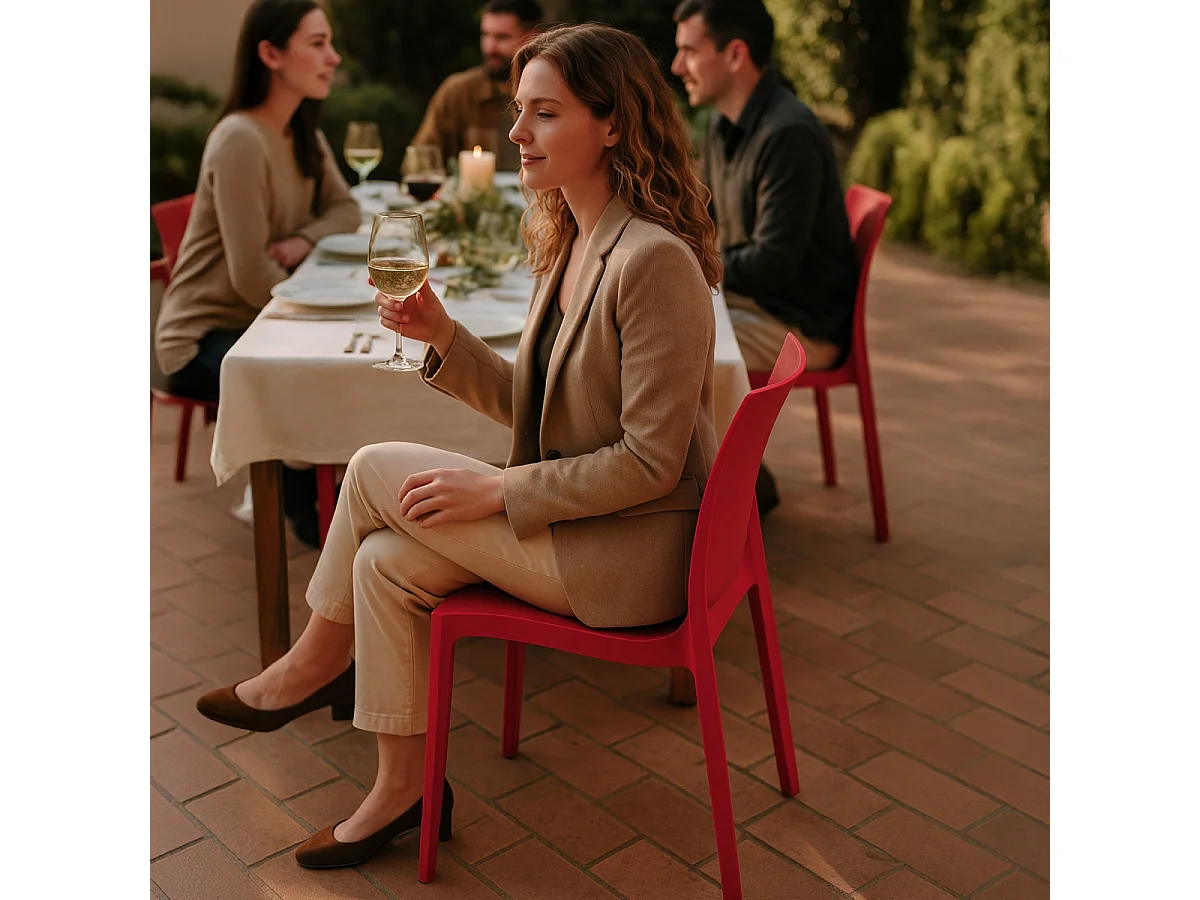 SET 2 SEDIE polipropilene impilabile cucina casa bar