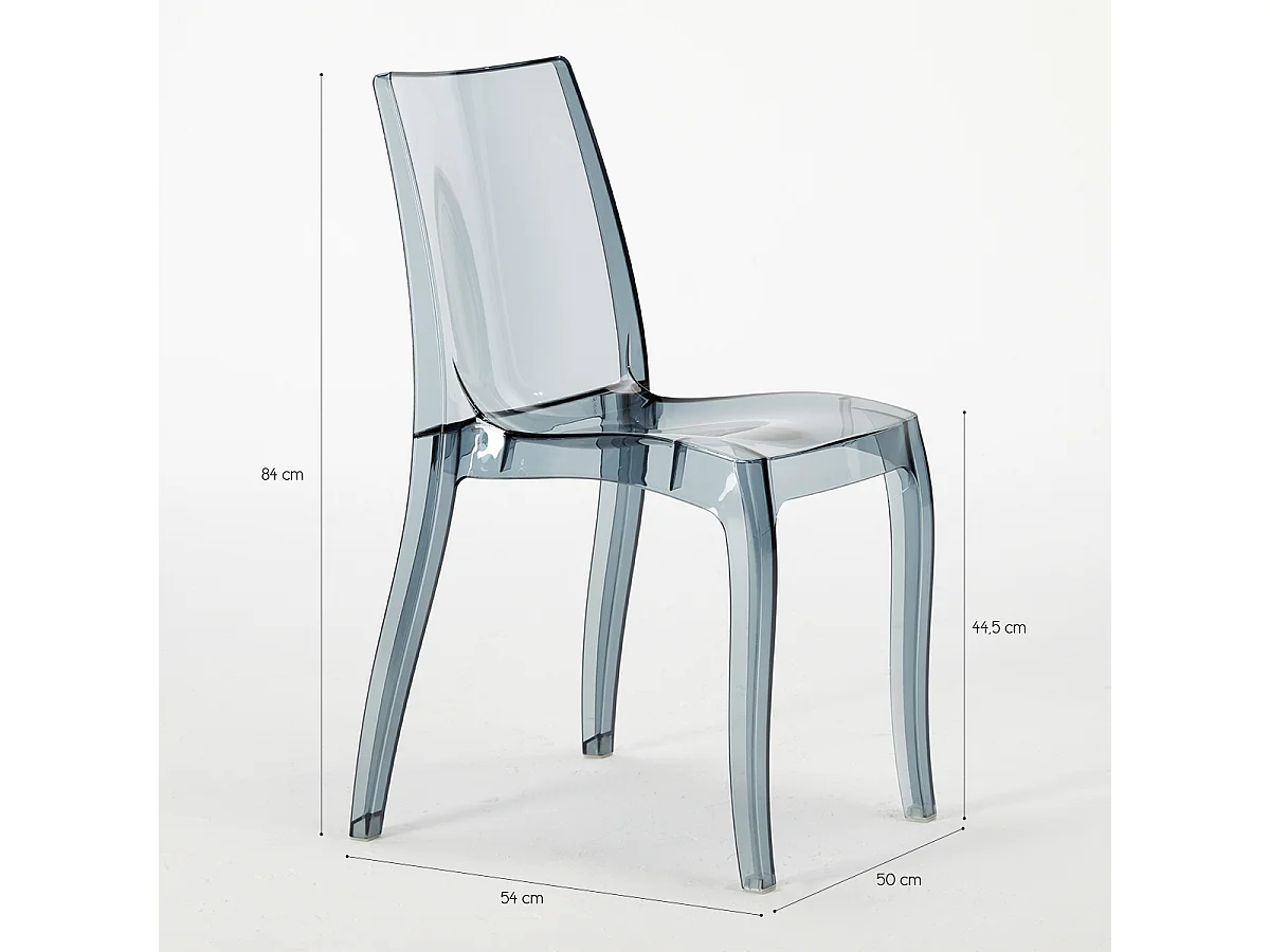 Chaise salle à manger bar transparent empilable Cristal Light polycarbonate Grand Soleil Design - Transparent