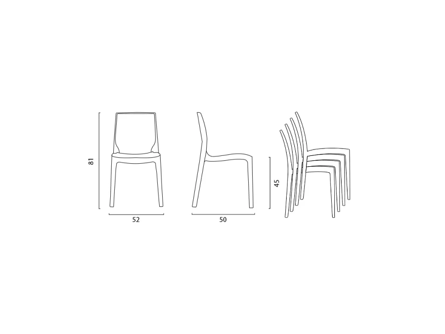 SET 2 SEDIE lucide per cucina e bar in polipropilene impilabile