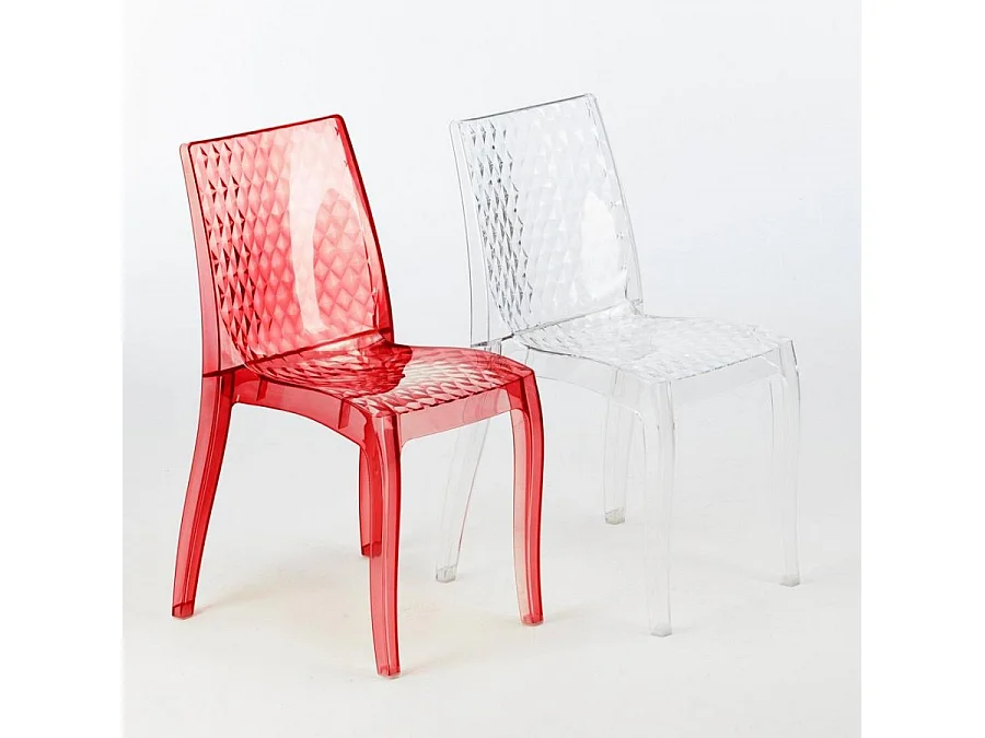 Stapelbare Küchen- und Barstühle aus transparentem Polycarbonat Hypnotic Grand Soleil - Transparent Rot
