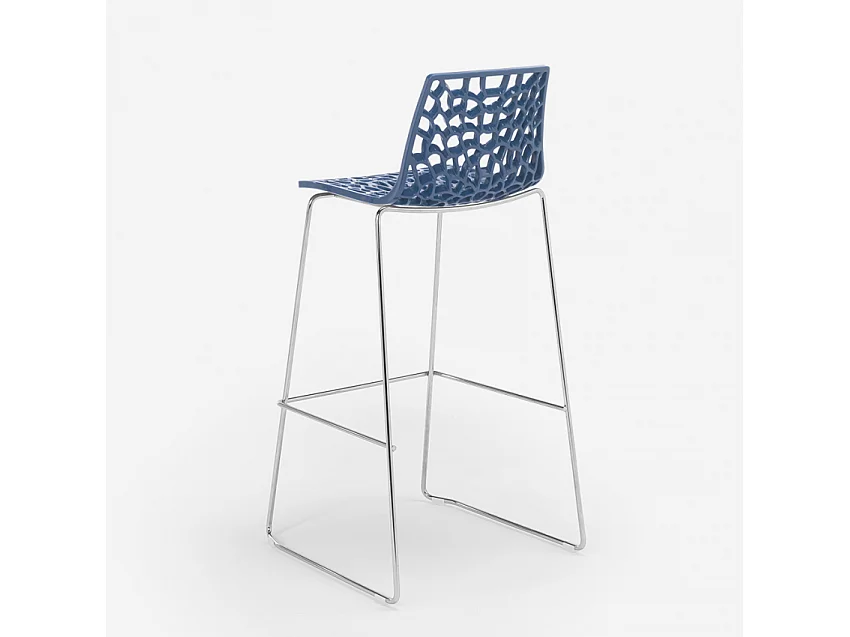 Tabouret de bar de cuisine Grand Soleil 74 cm design Spider Slitta - Bleu