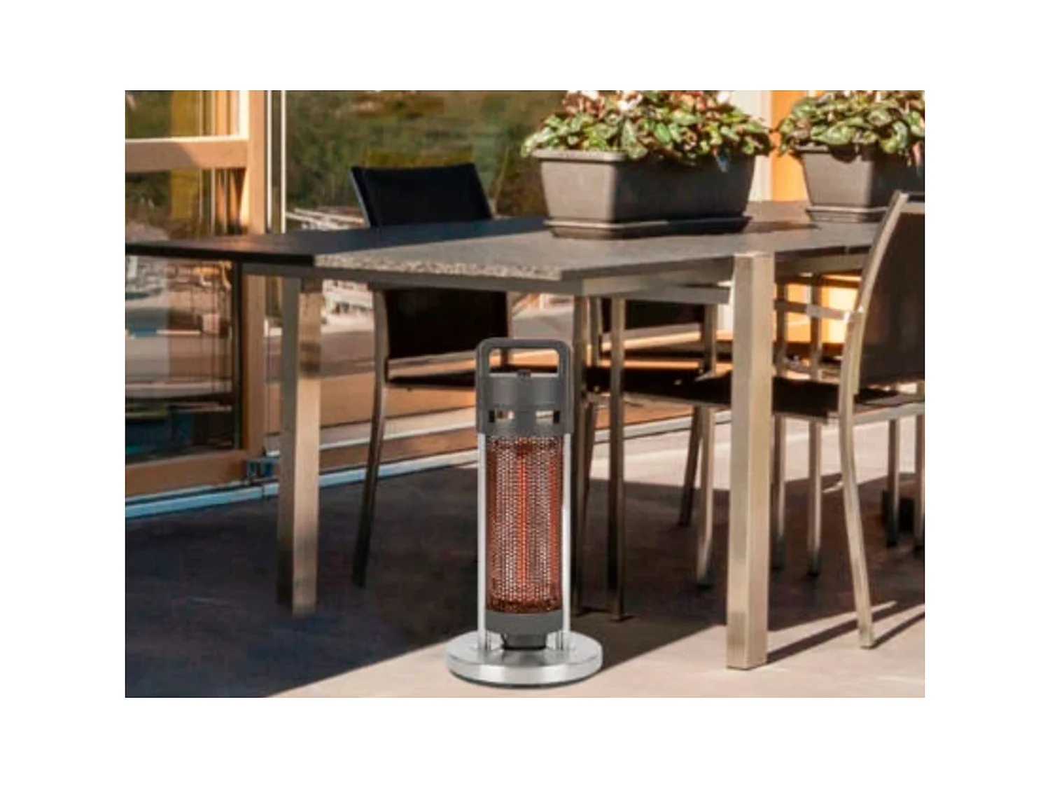 Mini chauffe-terrasse infrarouge IRIS 700W, portée 6 m², alu/inox