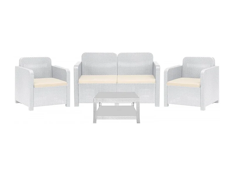 Set rattan girdino divano 2 posti e 2 poltrone e tavolino