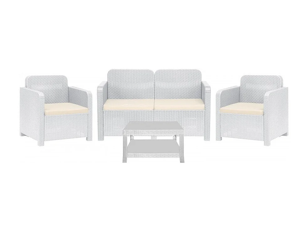 Set rattan girdino divano 2 posti e 2 poltrone e tavolino