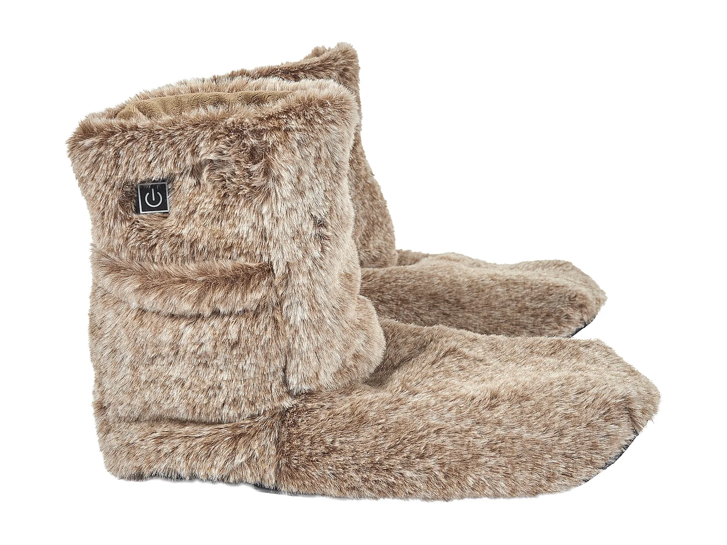 Chaussons Chauffants USB en Fausse Fourrure Gris - 3 Niveaux de Chaleur