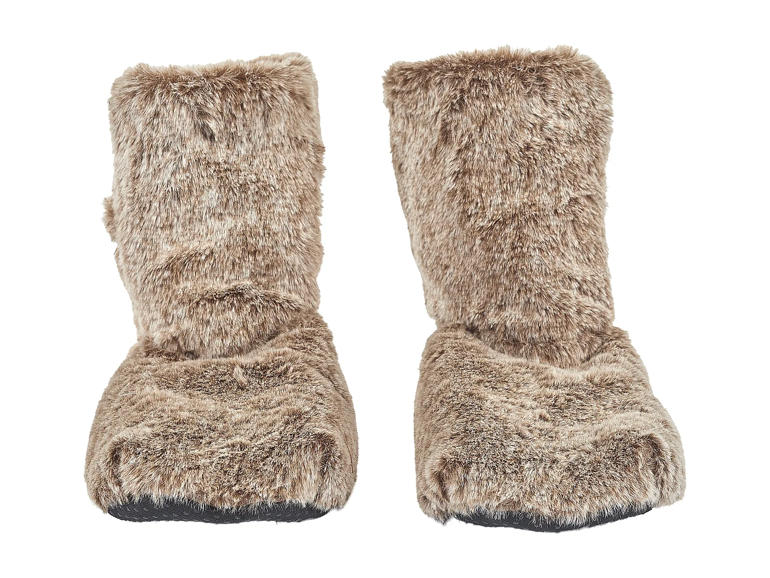 Chaussons Chauffants USB en Fausse Fourrure Gris - 3 Niveaux de Chaleur