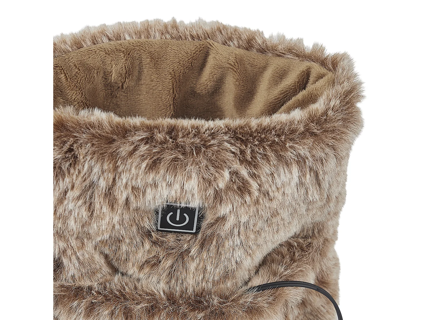 Chaussons Chauffants USB en Fausse Fourrure Gris - 3 Niveaux de Chaleur