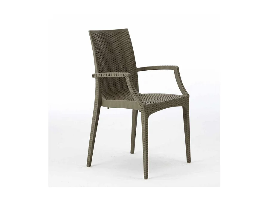 SET 2 POLTRONE da giardino impilabile effetto rattan