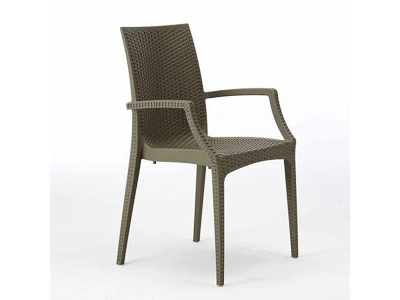 SET 2 POLTRONE da giardino impilabile effetto rattan