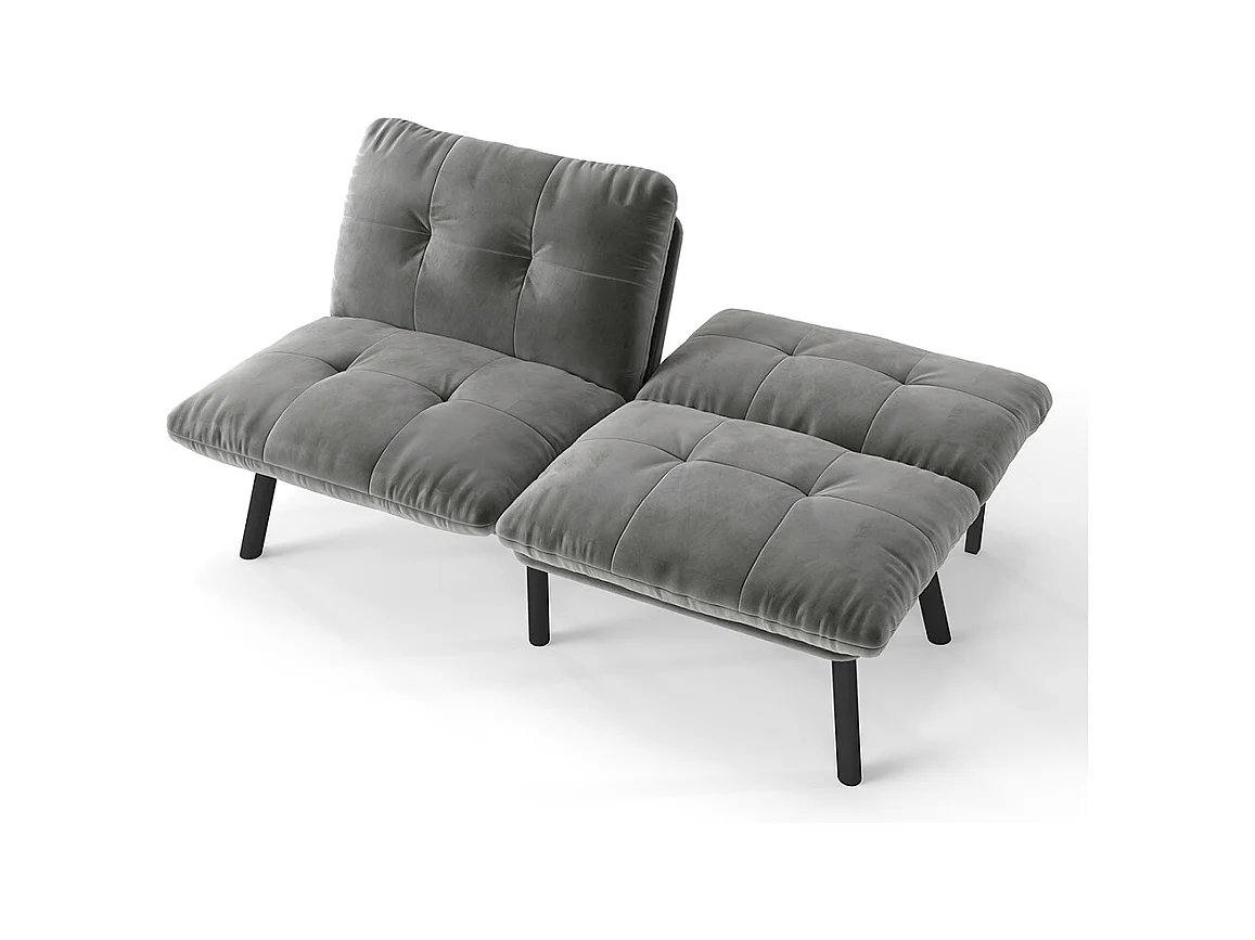 Canapé-lit pliable, 2 places, avec fonction couchage, gris