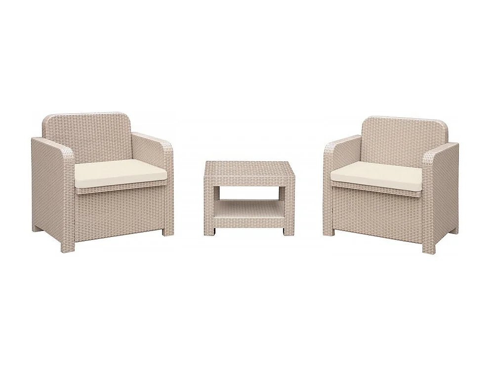 Set rattan giardino 2 poltrone con tavolino