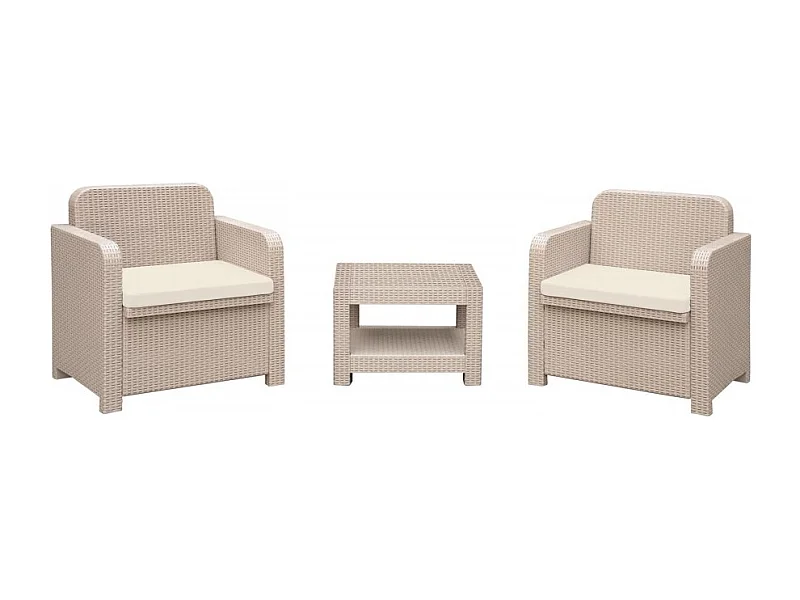 Set rattan giardino 2 poltrone con tavolino