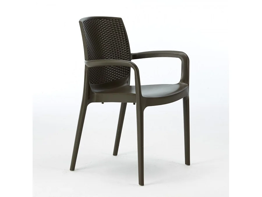 SET 2 POLTRONE Poly Rattan Braccioli per Giardino Bar Ristorante