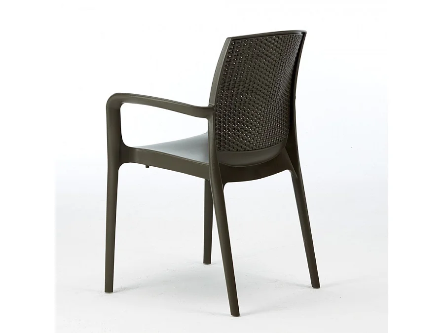 SET 2 POLTRONE Poly Rattan Braccioli per Giardino Bar Ristorante