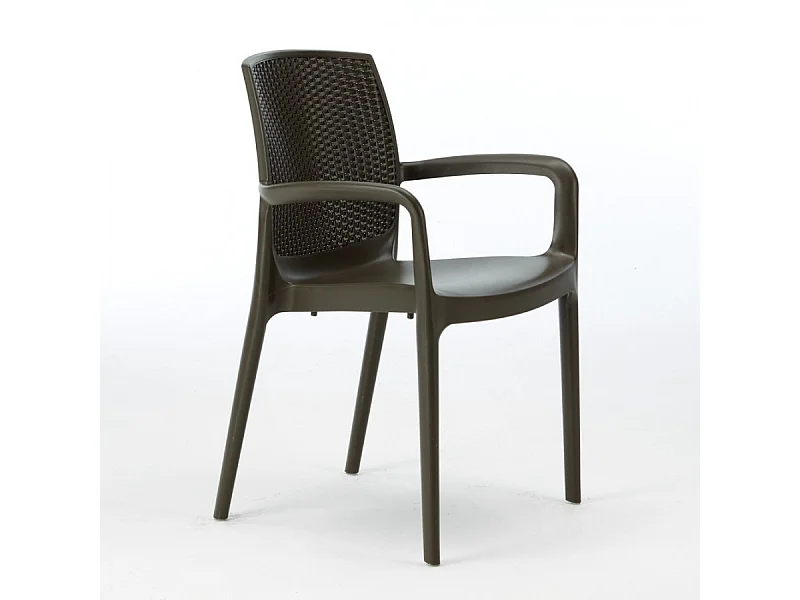 SET 2 POLTRONE Poly Rattan Braccioli per Giardino Bar Ristorante