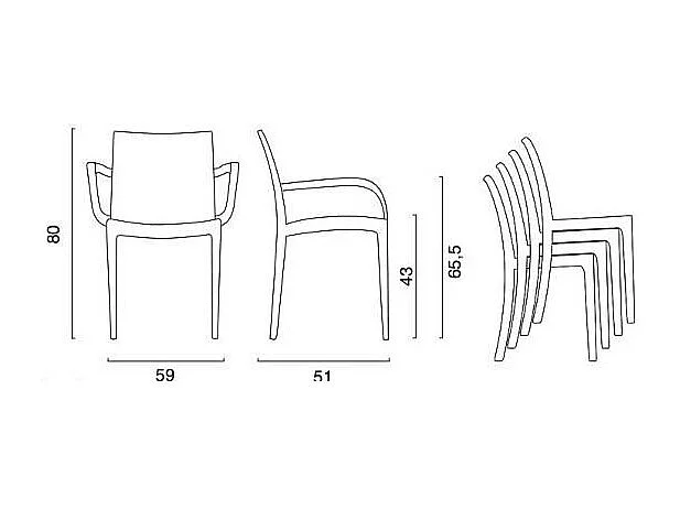 SET 2 POLTRONE per giardino bar ristoranti impilabile