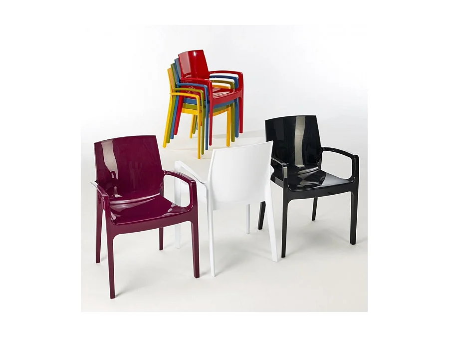 SET 2 POLTRONE Polipropilene impilabili con braccioli cucina bar