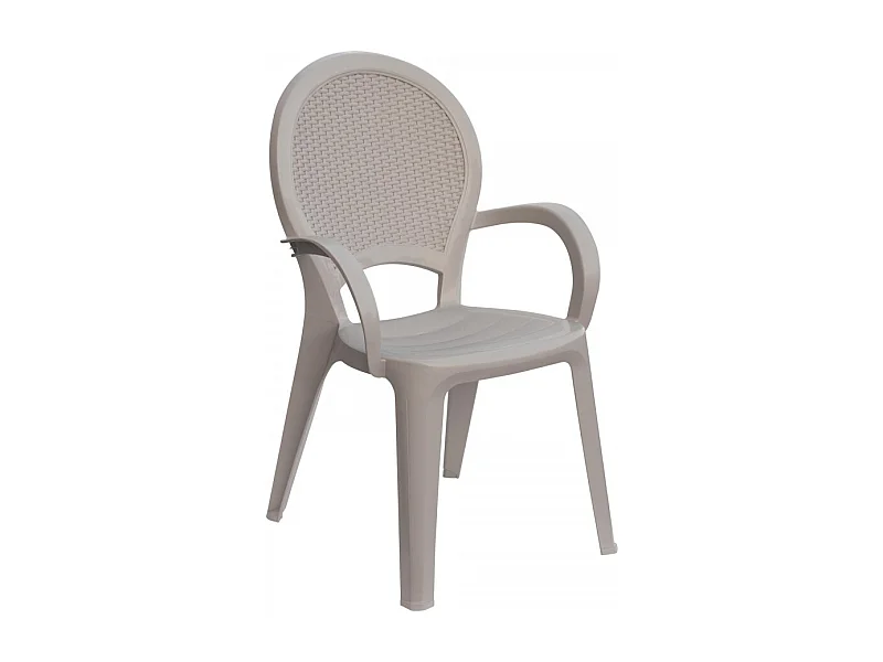 SET 4 POLTRONE da giardino schienale rattan impilabile