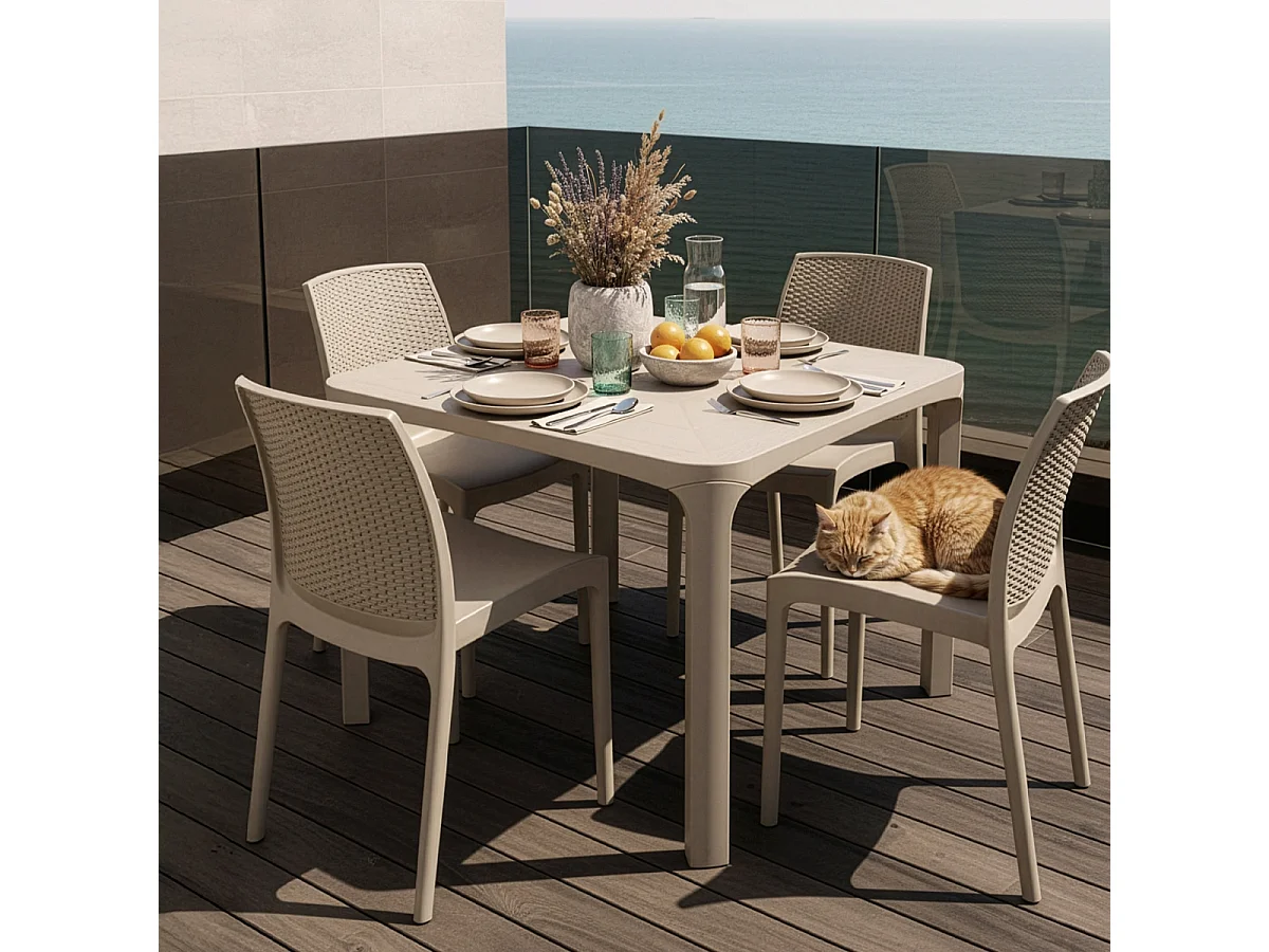 TAVOLO RATTAN 80X80 - gambe smontabili