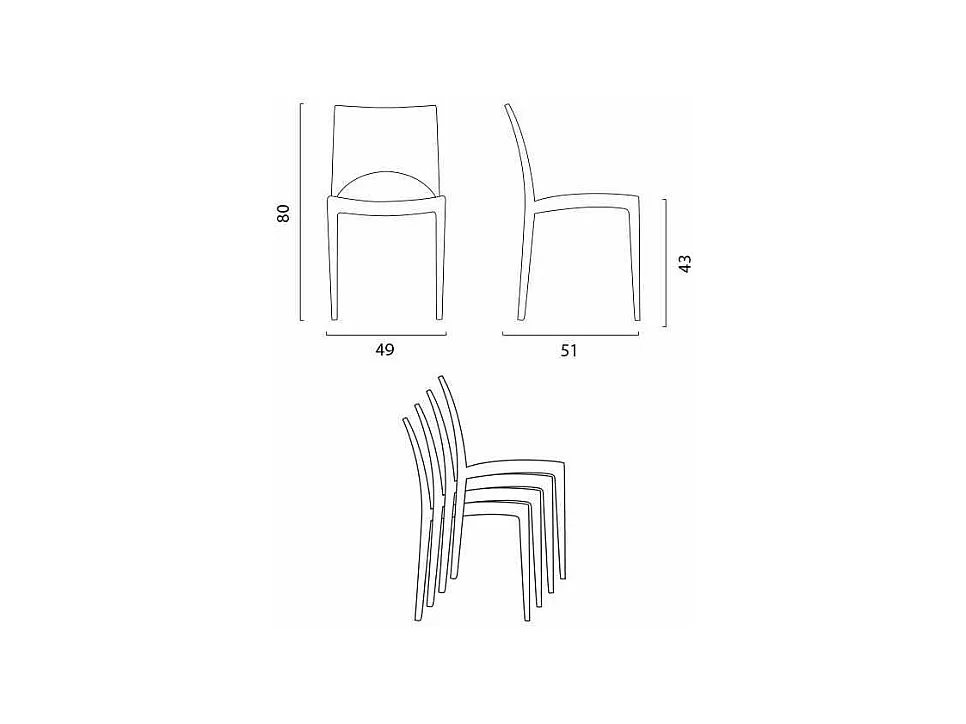 SET 2 SEDIE per Cucina Casa Bar Polipropilene Impilabile