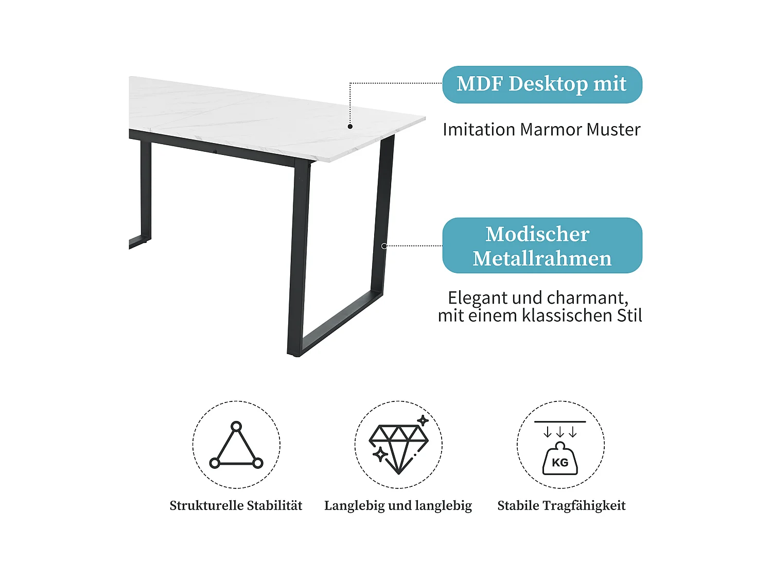 Set da pranzo da 9 pezzi: tavolo allungabile 140/180×80×75 cm in MDF bianco con gambe nere e 8 sedie moderne in velluto nero