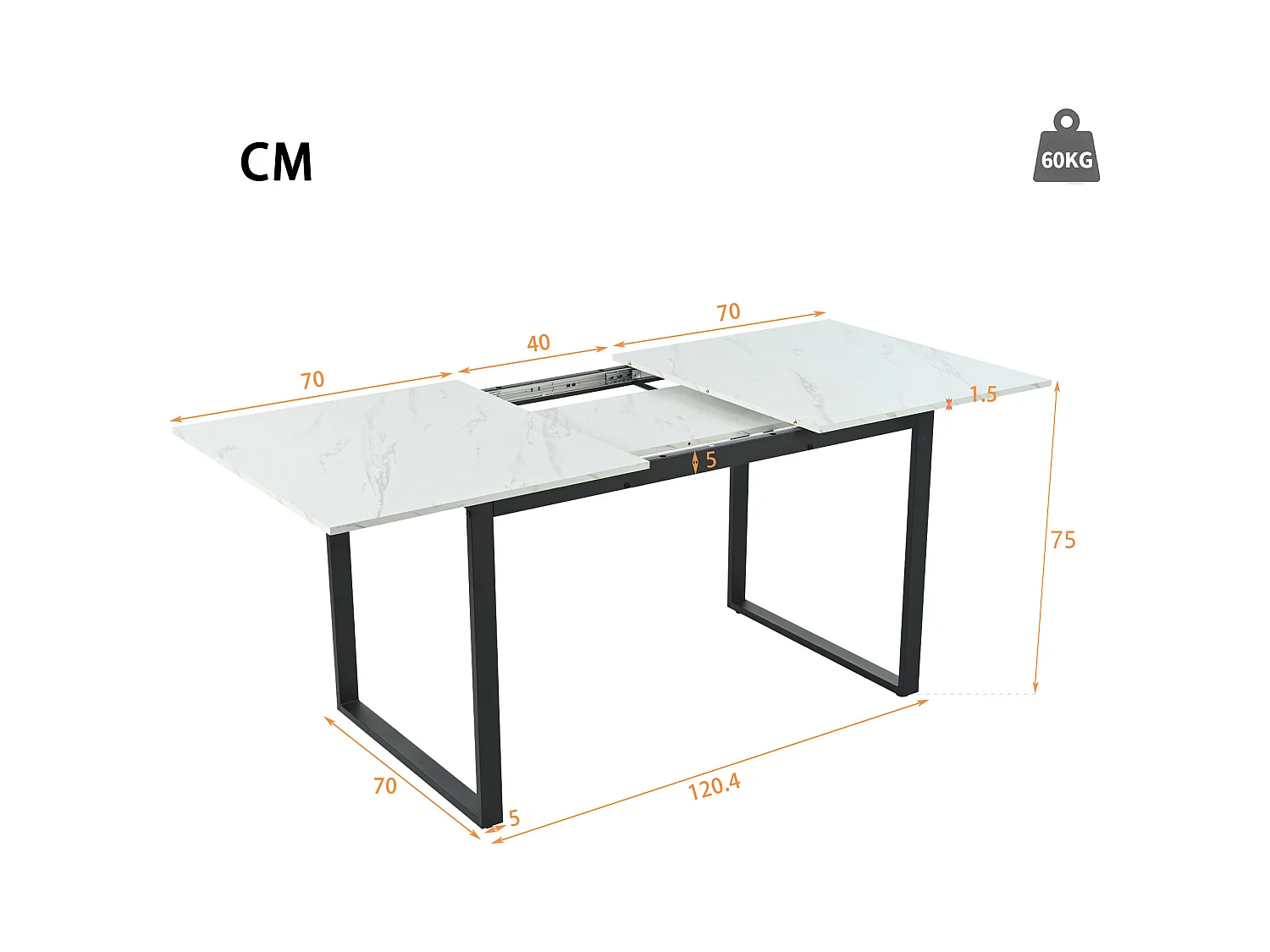 Set da pranzo da 9 pezzi: tavolo allungabile 140/180×80×75 cm in MDF bianco con gambe nere e 8 sedie moderne in velluto nero